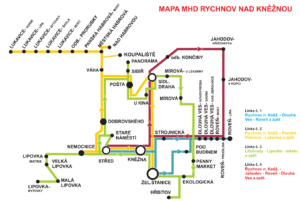 Mapa linek MHD Rychnov na Kněžnou - Transdev Čechy